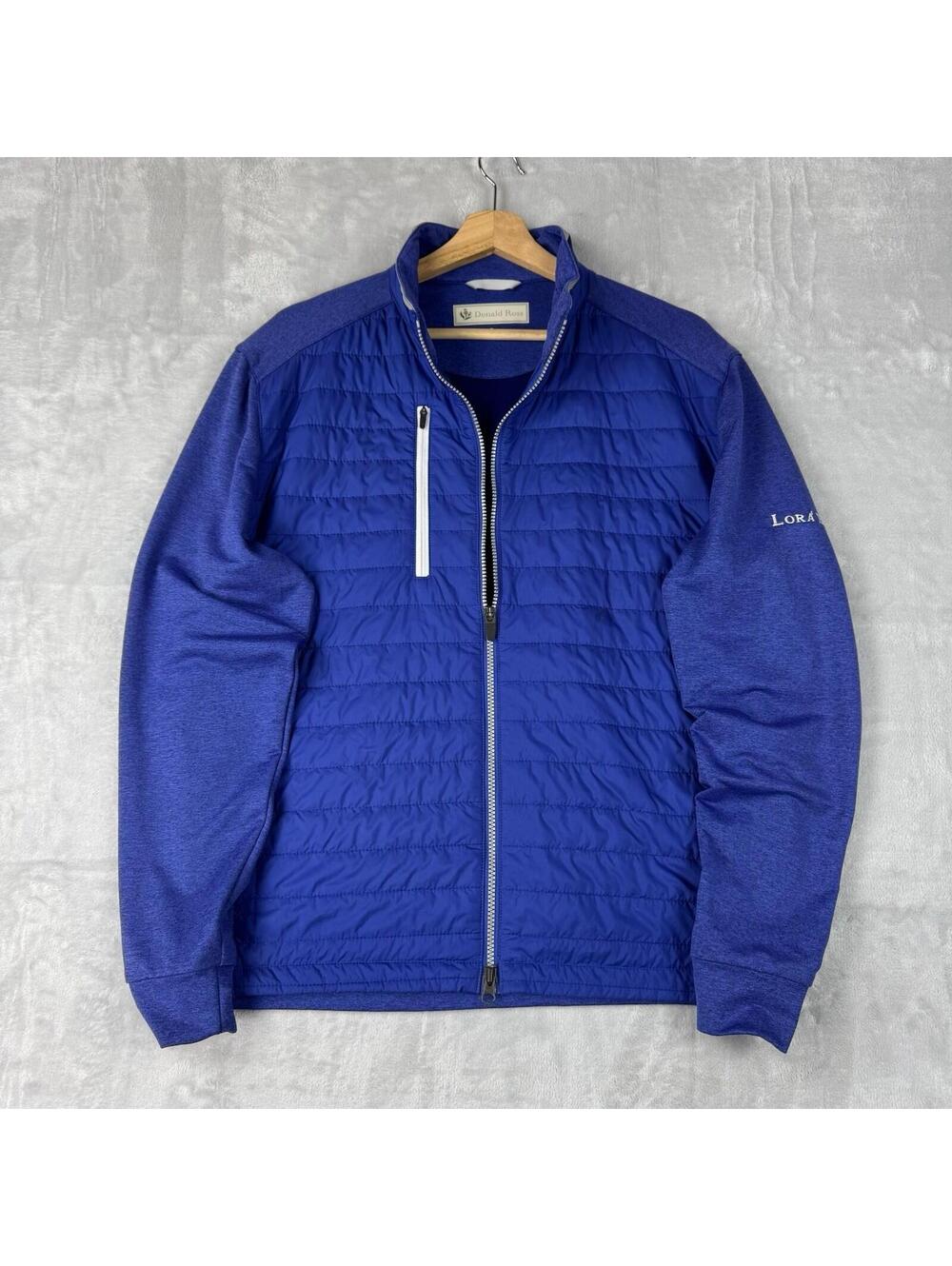 Donald Ross Hybrid Light Jacket Quilted Blue Golf Full Zip Men M Lora Bay Sporty